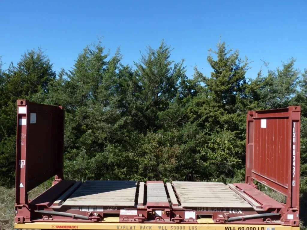 20' Flat Rack Shipping Container - One Trip (Like New) for sale at Pauls Containers Ltd