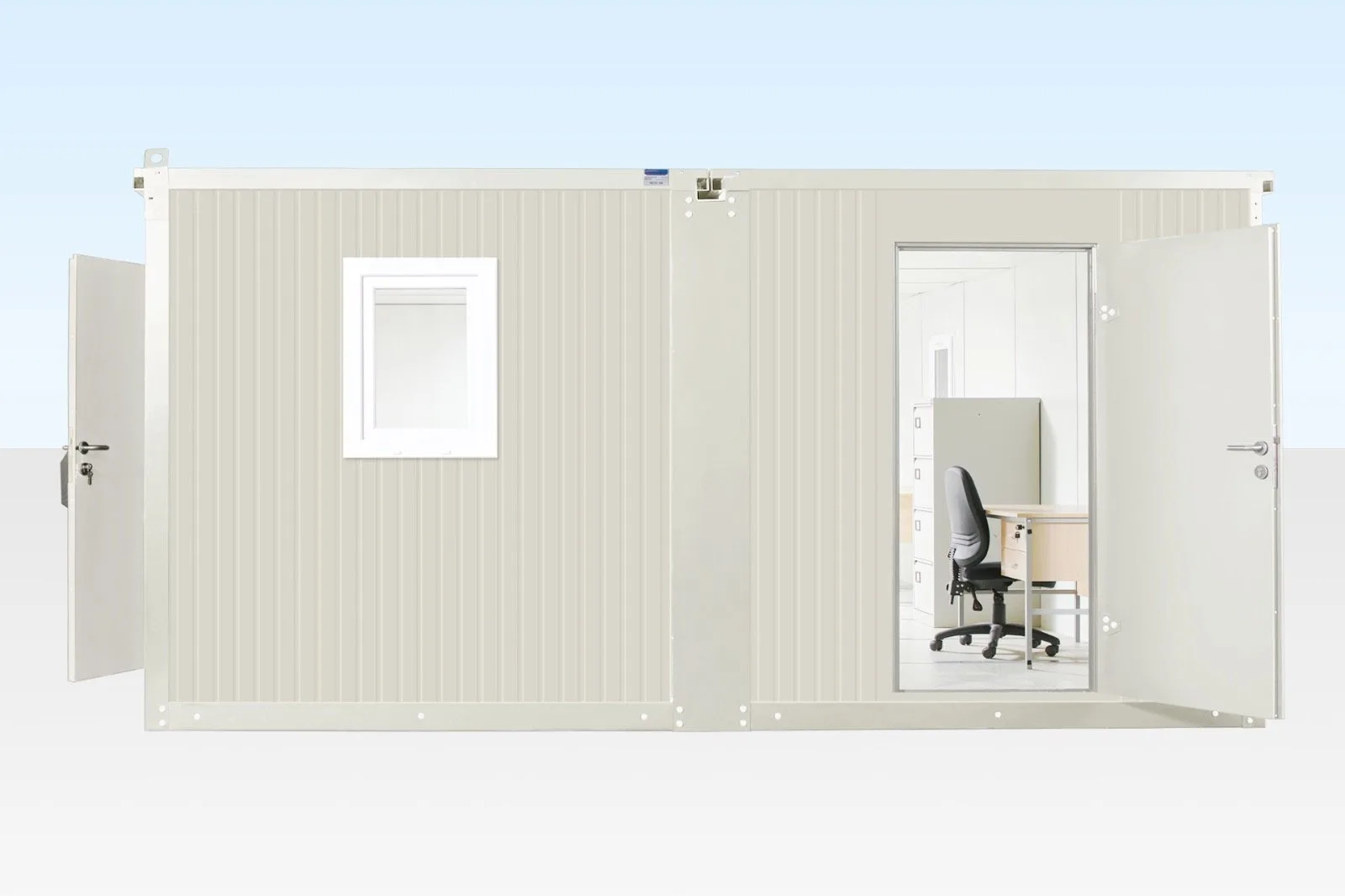 6.5M X 4.6M Side Linked Flat Pack Container Office for sale at Pauls Containers Ltd