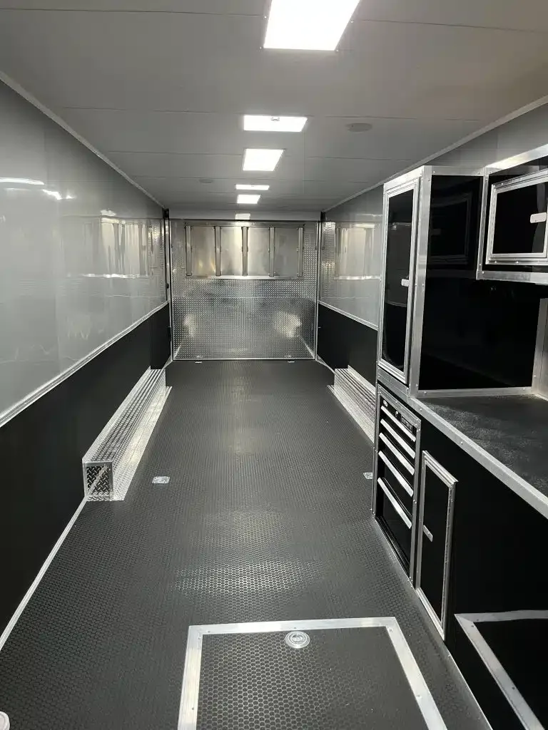 Enclosed Car Trailer 2025 34ft. w/Large Corner Bathroom for sale at Pauls Containers Ltd