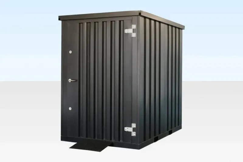 Flat Pack Metal Garden Store - exterior, doors closed