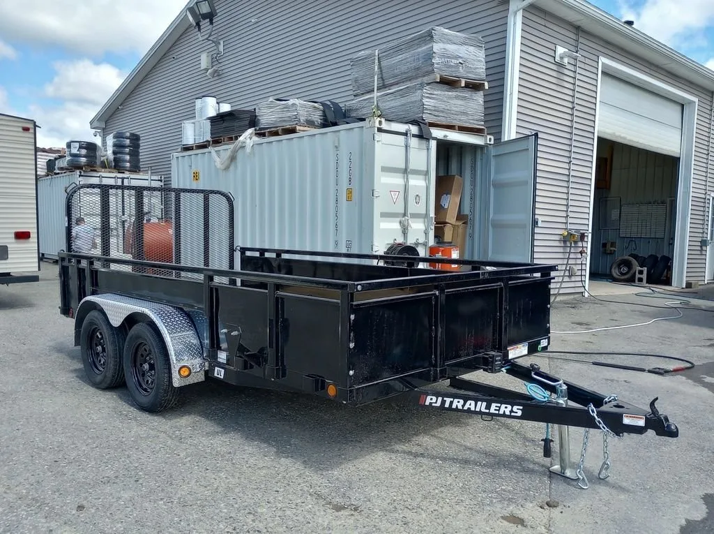 2024 PJ Trailers 7x14 7K Powder Coated Open Utility w/Rear Ramp Gate for sale at Pauls Containers Ltd