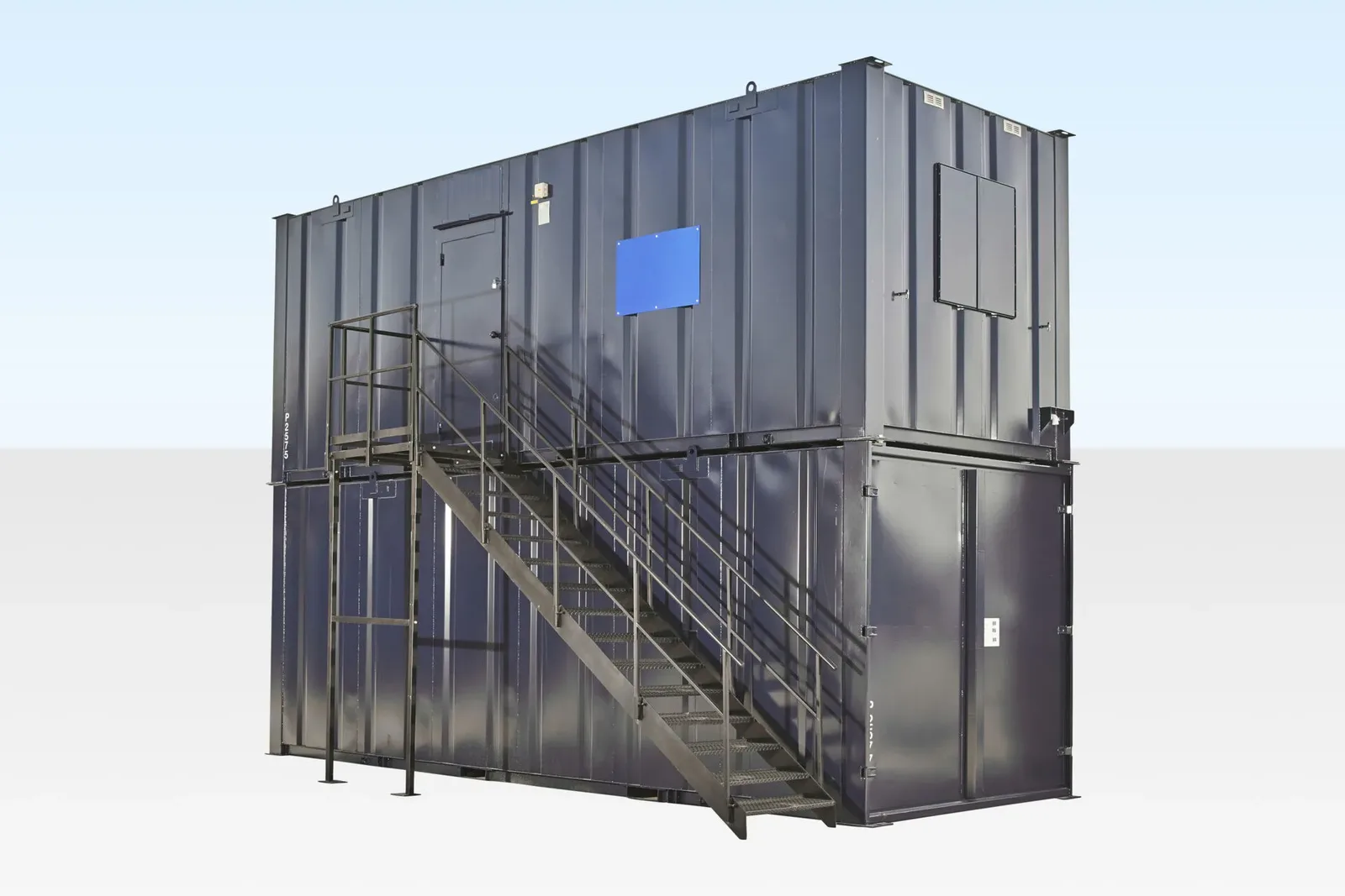 Steel Staircase With Landing & Handrails for sale at Pauls Containers Ltd